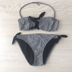 Victoria Secret Black And White  Striped Bikini
